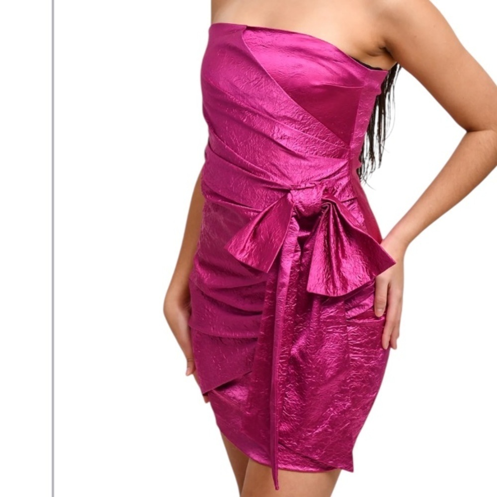 NWT Ronny Kobo Magenta Metallic Fuschia Strapless Carolalyana Carolina Dress